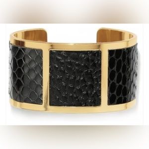 Brighton Snake Print Leather and Gold Tone Cuff